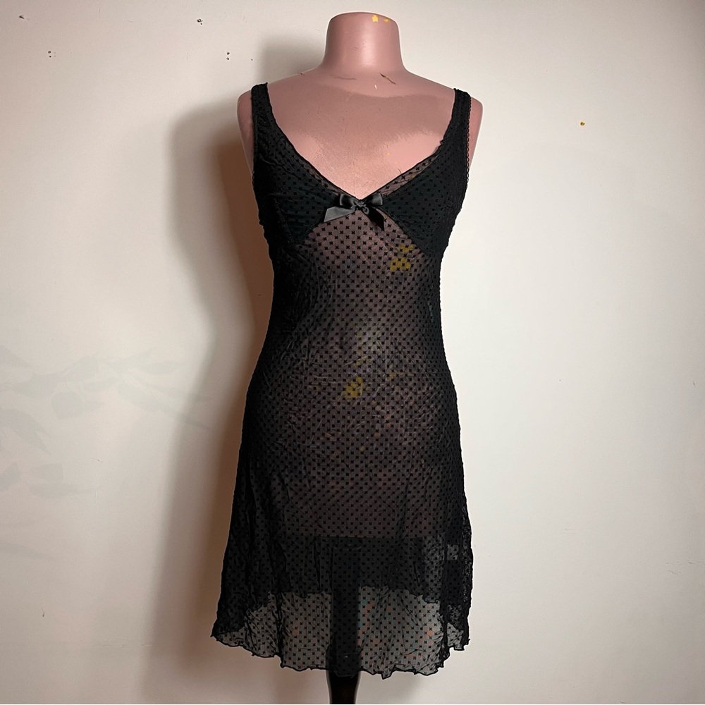 Cute Black Sheer Textured Nightgown